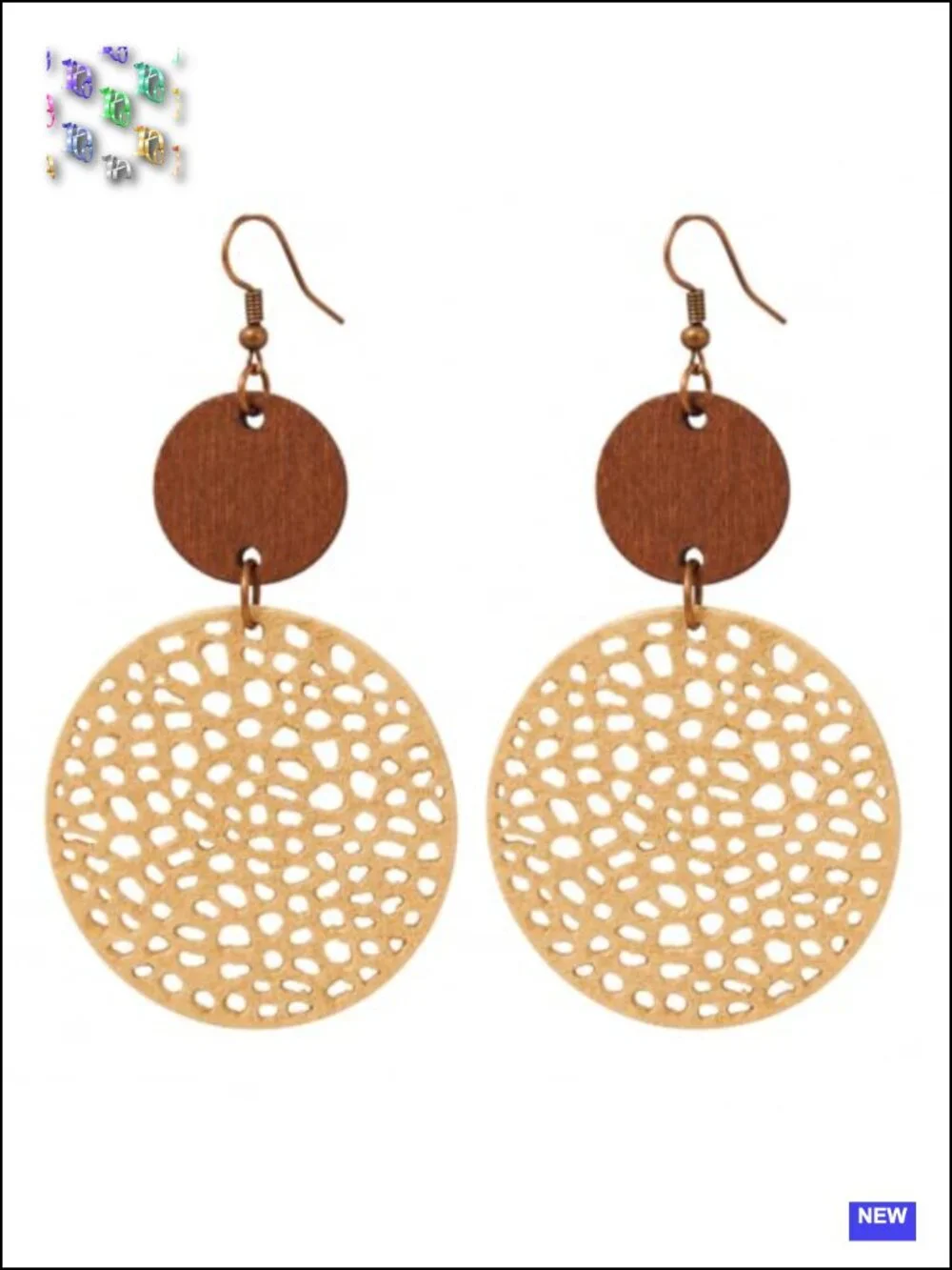 Boho Hollow Cut-Out Wooden Dangle Earrings - Lightweight Geometric Teardrop